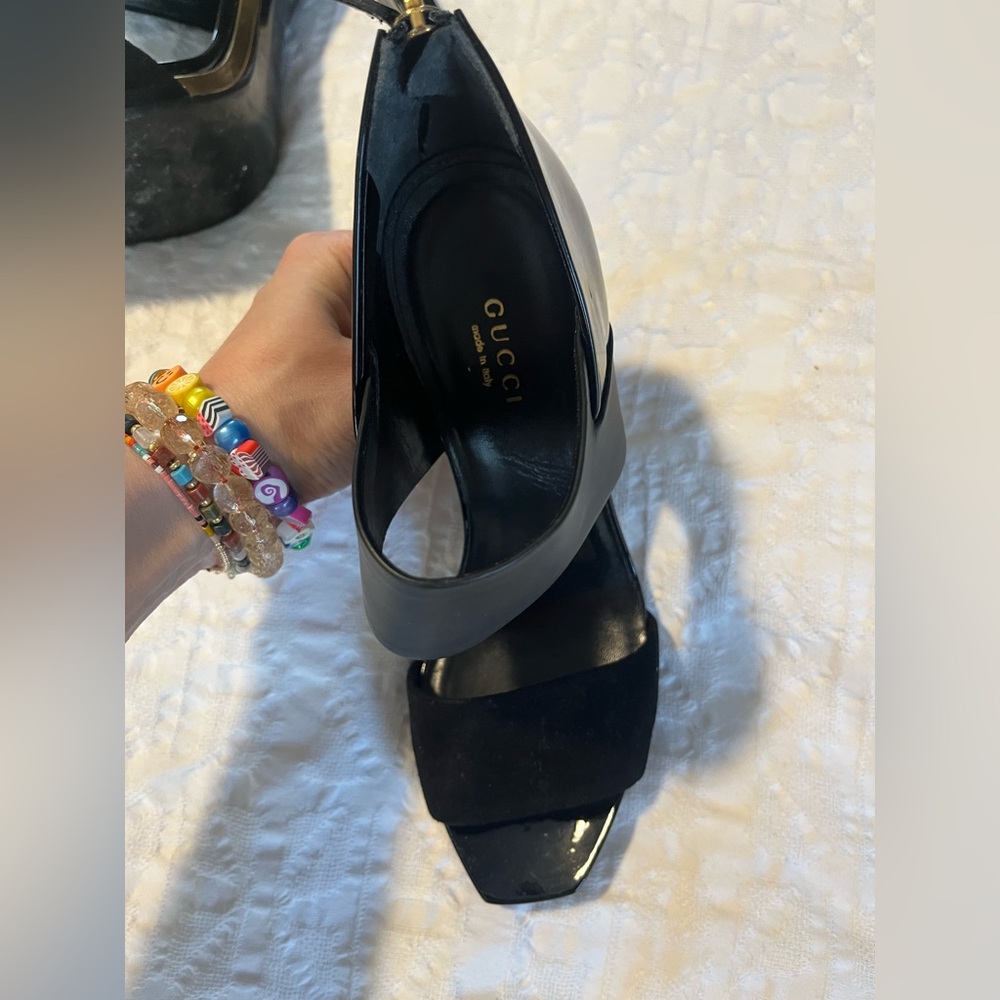 Gucci Kid Scamosciato Babylon heels in black patent - Picture 8 of 9